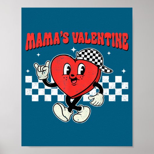 Retro Groovy Heart Throb Valentines Day Toddlers B Poster (Vorne)