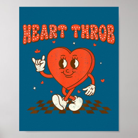 Retro Groovy Heart Throb Valentines Day Toddlers B Poster (Vorne)