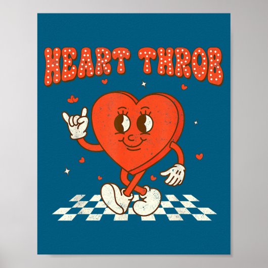Retro Groovy Heart Throb Valentines Day Toddlers B Poster (Vorne)