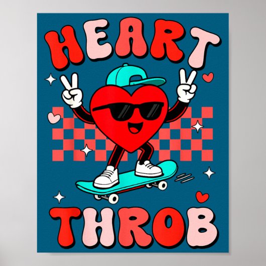 Retro Groovy Heart Throb Valentines Day Toddlers B Poster (Vorne)