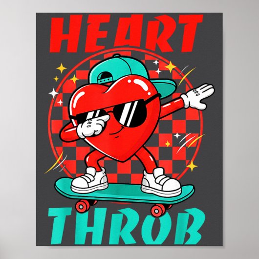 Retro Groovy Heart Throb Valentines Day Toddlers B Poster (Vorne)