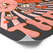 Retro Groovy Heart Throb Valentines Day Toddlers B Poster (Ecke)