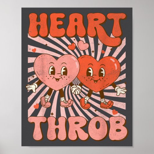 Retro Groovy Heart Throb Valentines Day Toddlers B Poster (Vorne)