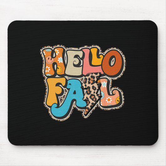 Retro Groovy Hello Herbst Herbstwoben Erntedank Mousepad (Vorne)