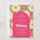 Retro Groovy, hellrosa, orange und weiße Gänse Einladung (Vorderseite)