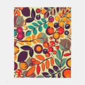 Retro Groovy Herbst Fall Beeren Blätter Muster Fleecedecke (Vorderseite)