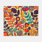 Retro Groovy Herbst Fall Beeren Blätter Muster Fleecedecke (Vorderseite (Horizontal))