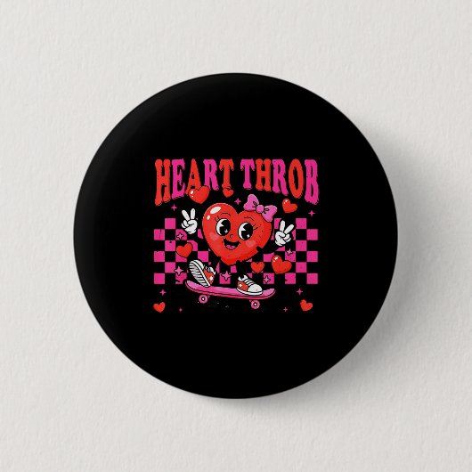 Retro Groovy Herzklopfen Valentinstag Kleinkinder Button (Vorderseite)