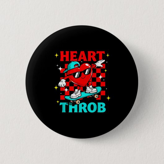 Retro Groovy Herzklopfen Valentinstag Kleinkinder Button (Vorderseite)