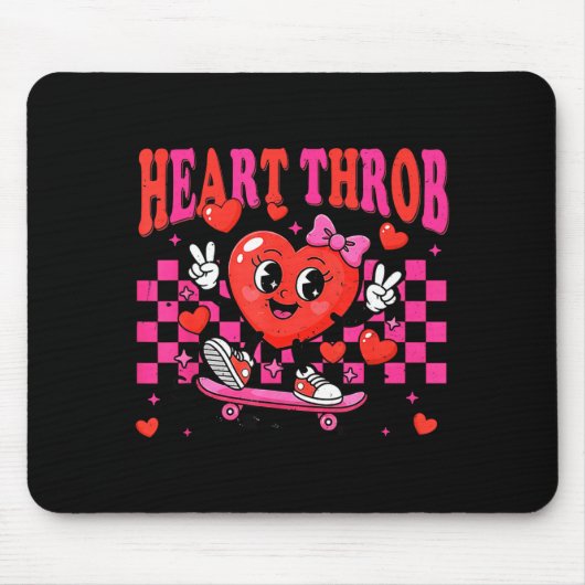 Retro Groovy Herzklopfen Valentinstag Kleinkinder  Mousepad (Vorne)