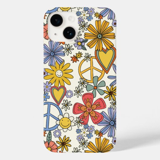Retro Groovy Hippie Blume Herz Case-Mate iPhone Hülle (Rückseite)