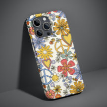 Retro Groovy Hippie Blume Herz