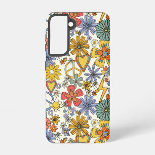Retro Groovy Hippie Blume Herz Samsung Galaxy Hülle