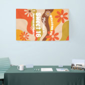 Retro Groovy Hippie Blume Sweet 16 Geburtstag Banner (Messeveranstaltung)