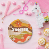 Retro Groovy Hippie Blume Sweet 16 Pappteller (Party)