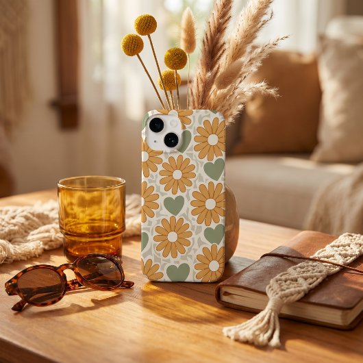 Retro Groovy Hippie Blumen & Herzen Benutzerdefini Case-Mate iPhone Hülle