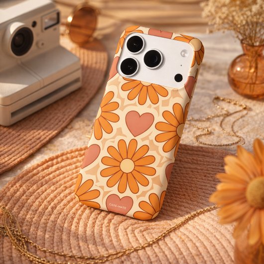 Retro Groovy Hippie Blumen & Herzen Benutzerdefini Case-Mate iPhone Hülle