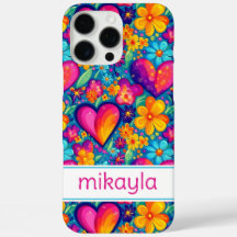 Retro Groovy Hippie Blumen Herzen Personalisiert