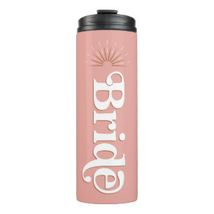 Retro Groovy Hippie Blush Bride Travel Mug Thermosbecher