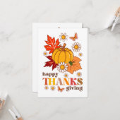 Retro Groovy Hippie Daisy Pumpkin Erntedank Karte (Vorderseite/Rückseite Beispiel)