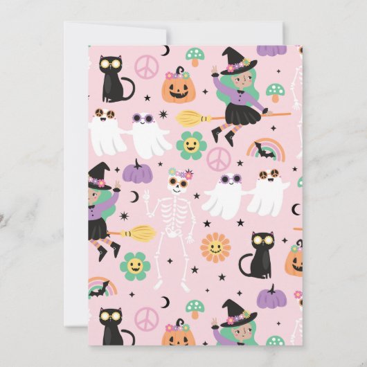 Retro Groovy Hippie Halloween Einladung (Rückseite)