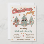 Retro Groovy Hippie Rockin Weihnachtsbaum Party Einladung (Vorderseite)