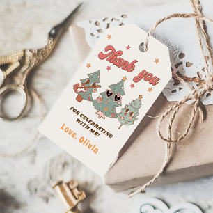 Retro Groovy Hippie Weihnachtsbaum Geburtstags-Gef Geschenkanhänger