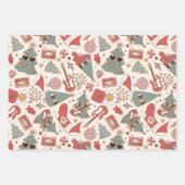 Retro Groovy Holiday Rock 'N Roll Peace Tree Geschenkpapier Set (Vorderseite)