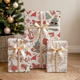 Retro Groovy Holiday Rock 'N Roll Peace Tree Geschenkpapier Set