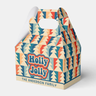 Retro Groovy Holly Jolly Geometric Christmas Trees Geschenkschachtel