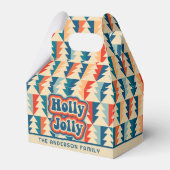Retro Groovy Holly Jolly Geometric Christmas Trees Geschenkschachtel (Vorderseite)