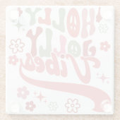 Retro Groovy Holly Jolly Vibes Holiday Foto Glasuntersetzer (Rückseite)