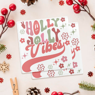 Retro Groovy Holly Jolly Vibes Holiday Foto Glasuntersetzer