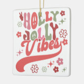 Retro Groovy Holly Jolly Vibes Holiday Foto Keramikornament (Links)