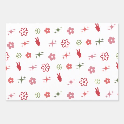 Retro Groovy Holly Jolly Vibes Holiday Geschenkpapier Set (Vorderseite 3)