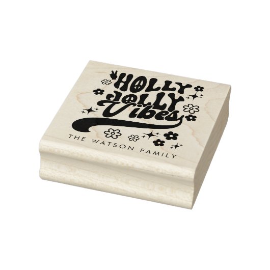 Retro Groovy Holly Jolly Vibes Holiday Gummistempel (Stempel)