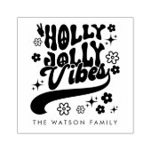 Retro Groovy Holly Jolly Vibes Holiday Gummistempel (Prägung)