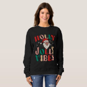 Retro Groovy Holly Xmas Jolly Vibes Christmas For  Sweatshirt (Vorne ganz)