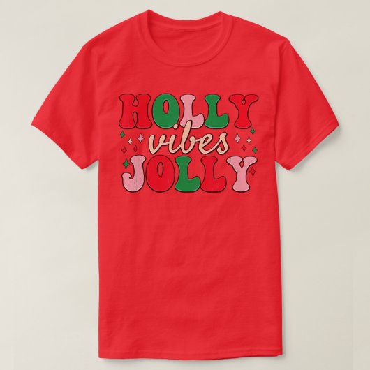 Retro Groovy Holly Xmas Jolly Vibes Weihnachten T-Shirt (Design vorne)