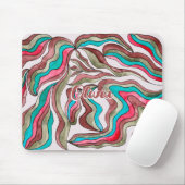 Retro Groovy Hot Pink Burgundy Wavy Script Name Mousepad (Mit Mouse)