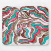 Retro Groovy Hot Pink Burgundy Wavy Script Name Mousepad (Vorne)