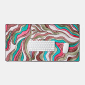 Retro Groovy Hot Pink Burgundy Wavy Script Name Schreibtischunterlage (Tastatur & Maus)