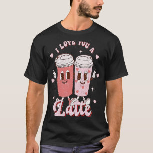 Retro Groovy I Liebe Sie Latte Couple Coffee Herz T-Shirt