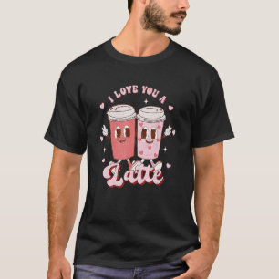 Retro Groovy Ich liebe dich Latte Paar Kaffee Herz T-Shirt