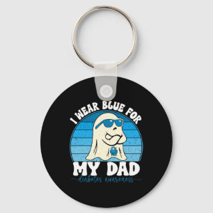 Retro Groovy Ich trage Blau für meinen Vater Diabe Schlüsselanhänger