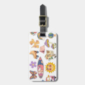 Retro Groovy Illustrierte, individuell anpassbare Gepäckanhänger (Vorderseite vertikal)