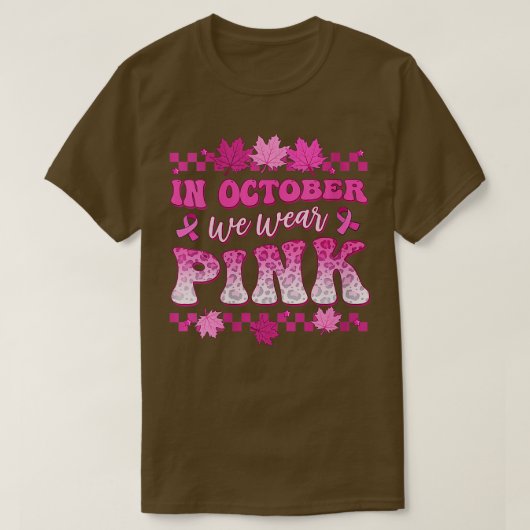 Retro Groovy im Oktober tragen wir rosa Brustkrebs T-Shirt (Design vorne)