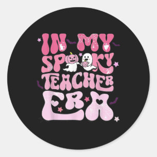 Retro Groovy in meinem Spooky Teacher Era Fun Hall Runder Aufkleber