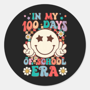 Retro Groovy in meinen 100 Tagen der Schule Era 10 Runder Aufkleber