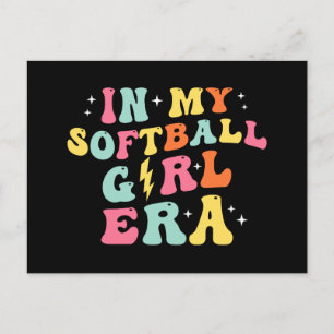 Retro Groovy in meiner Softball Girl Ära Feiertagspostkarte